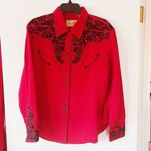 🤠 ❤️ scully western cowgirl cowboy button down embroidered rodeo shirt